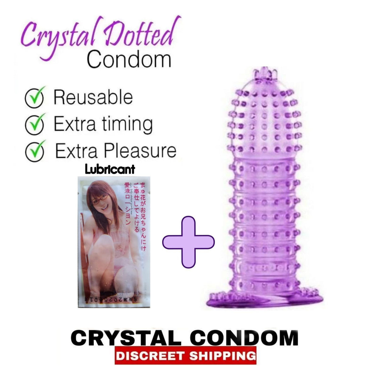 Imported Silicon Crystal Condom Box + Lubricant Sachet